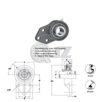 35 mm 3-Bolt Flange Bracket Units Cast Iron UCFB207 Mounted Bearing UC207+FB207