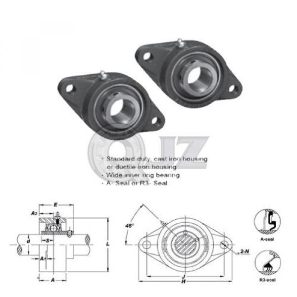 2x 2 in 2-Bolts Flange Units Cast Iron UCFL211-32 Mounted Bearing UC211-32+FL211 #2 image