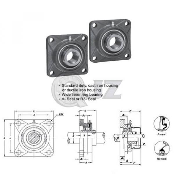 2x 40 mm Square Flange Units Cast Iron UCF208 Mounted Bearing UC208+F208 New #4 image