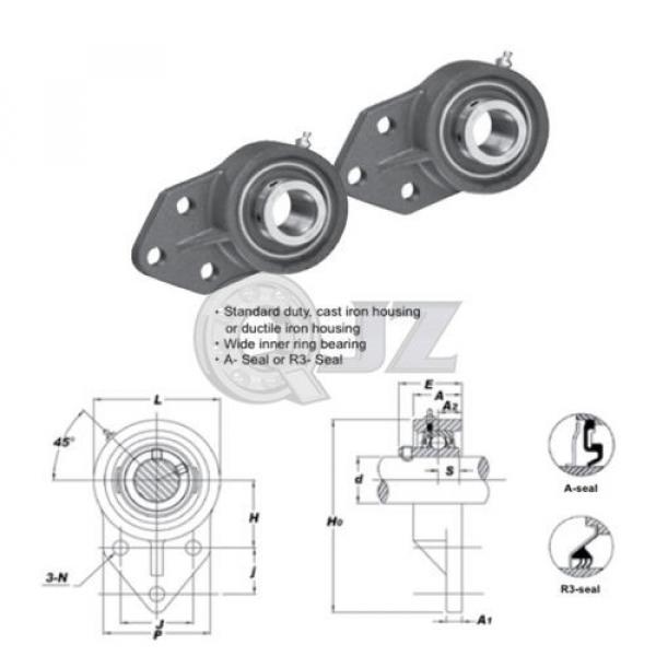 2x 1  1/4 in 3-Bolt Flange Bracket Units Cast Iron UCFB207-20 Mounted Bearing #2 image